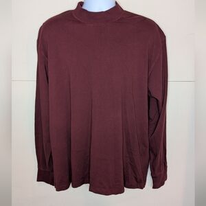 Eddie Bauer Long Sleeve Cotton Tee with Turtle Neckline in Maroon